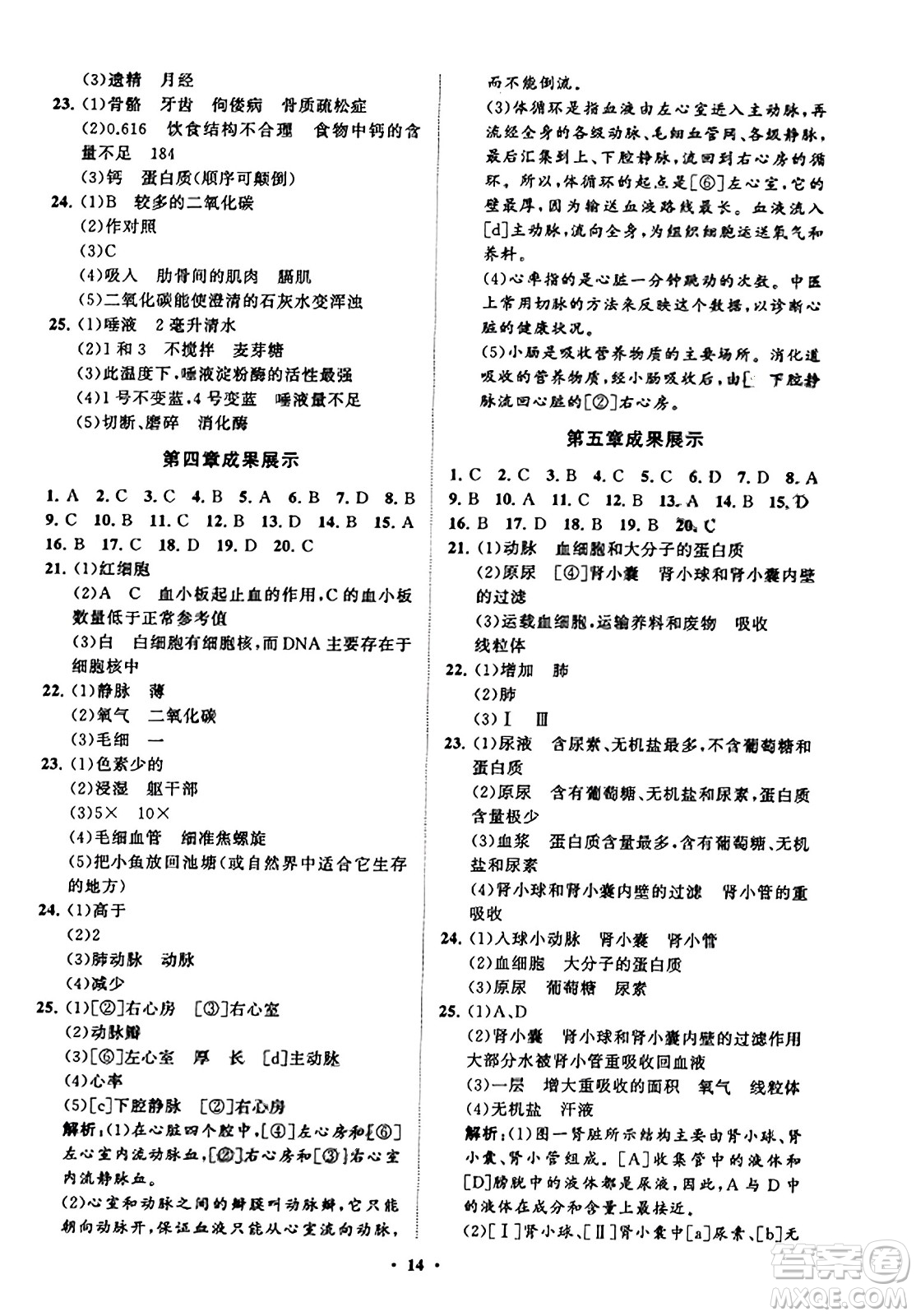 山東教育出版社2023年秋初中同步練習冊分層卷七年級生物學上冊魯科版答案