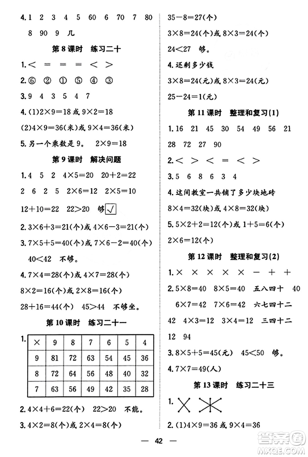 合肥工業(yè)大學出版社2023年秋快樂學習小學數(shù)學隨堂練二年級數(shù)學上冊人教版答案