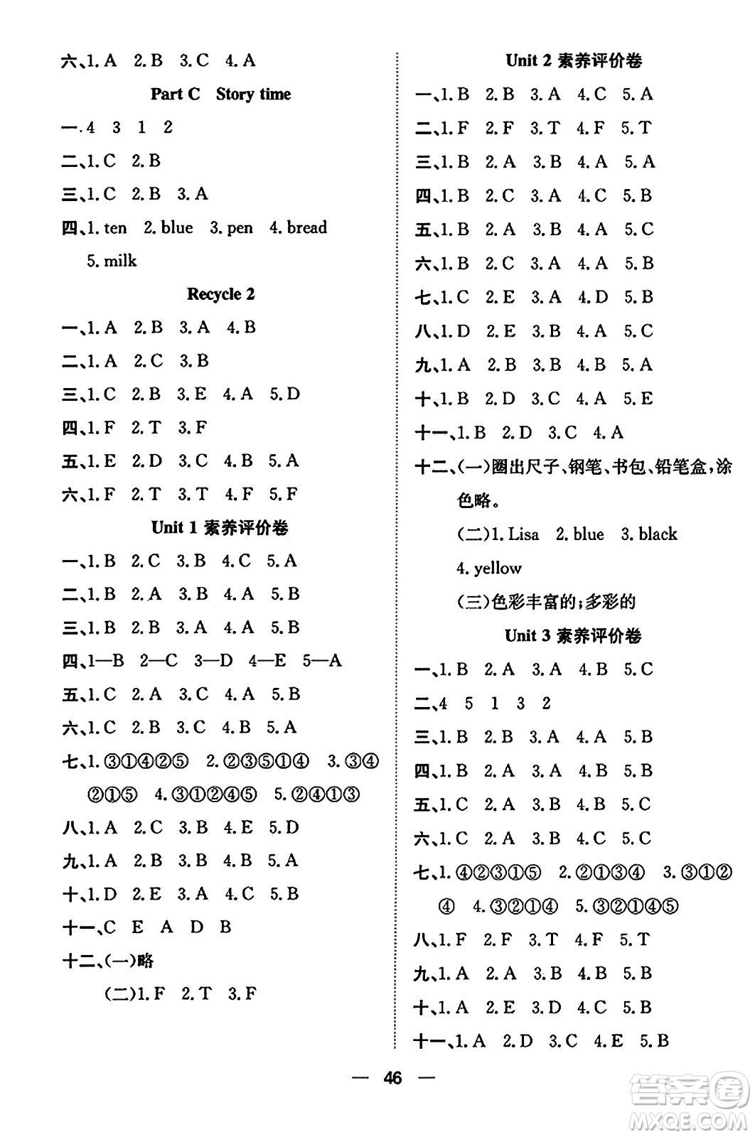 合肥工業(yè)大學(xué)出版社2023年秋快樂學(xué)習(xí)小學(xué)英語隨堂練三年級(jí)英語上冊(cè)人教PEP版答案