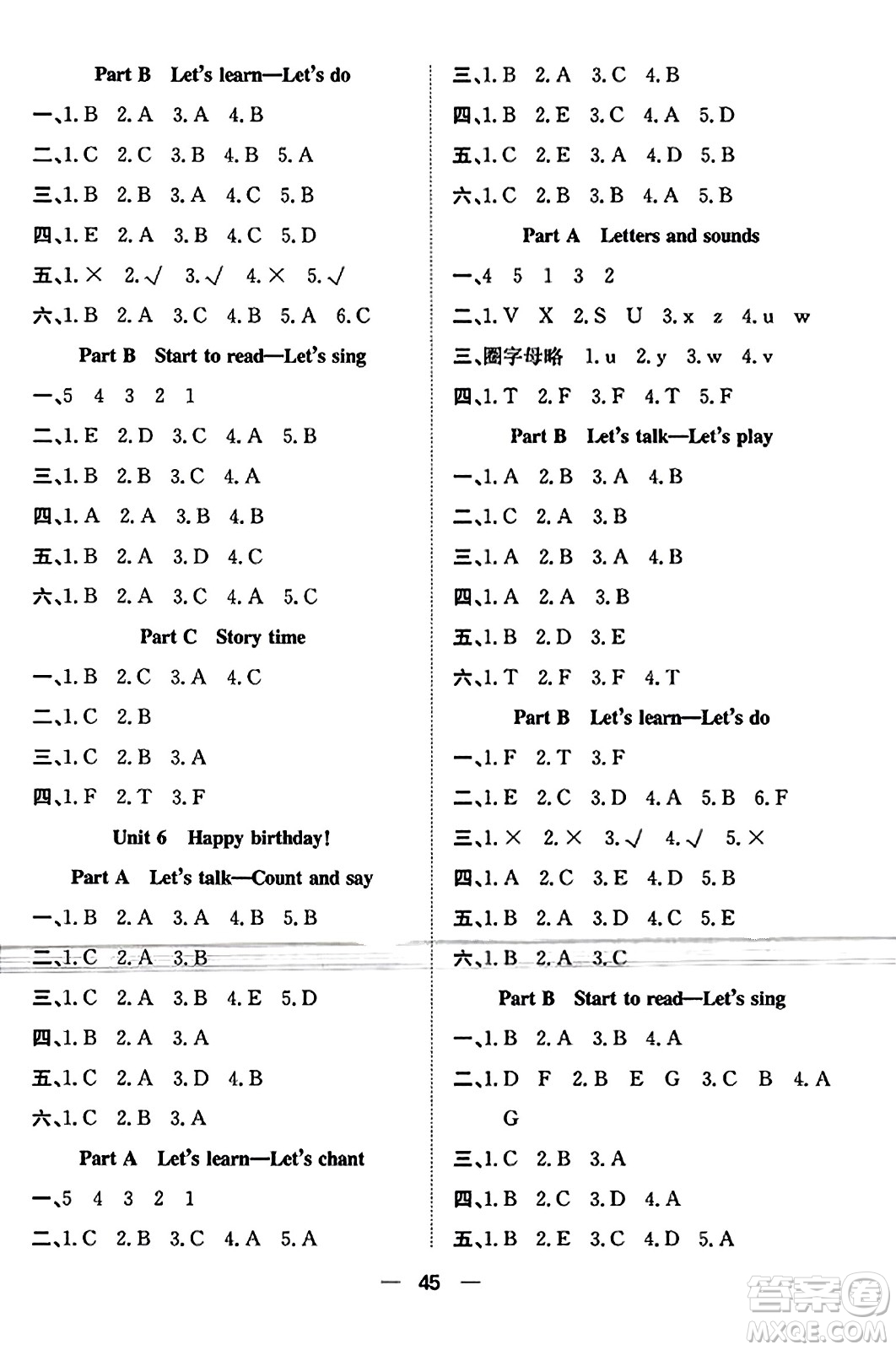 合肥工業(yè)大學(xué)出版社2023年秋快樂學(xué)習(xí)小學(xué)英語隨堂練三年級(jí)英語上冊(cè)人教PEP版答案