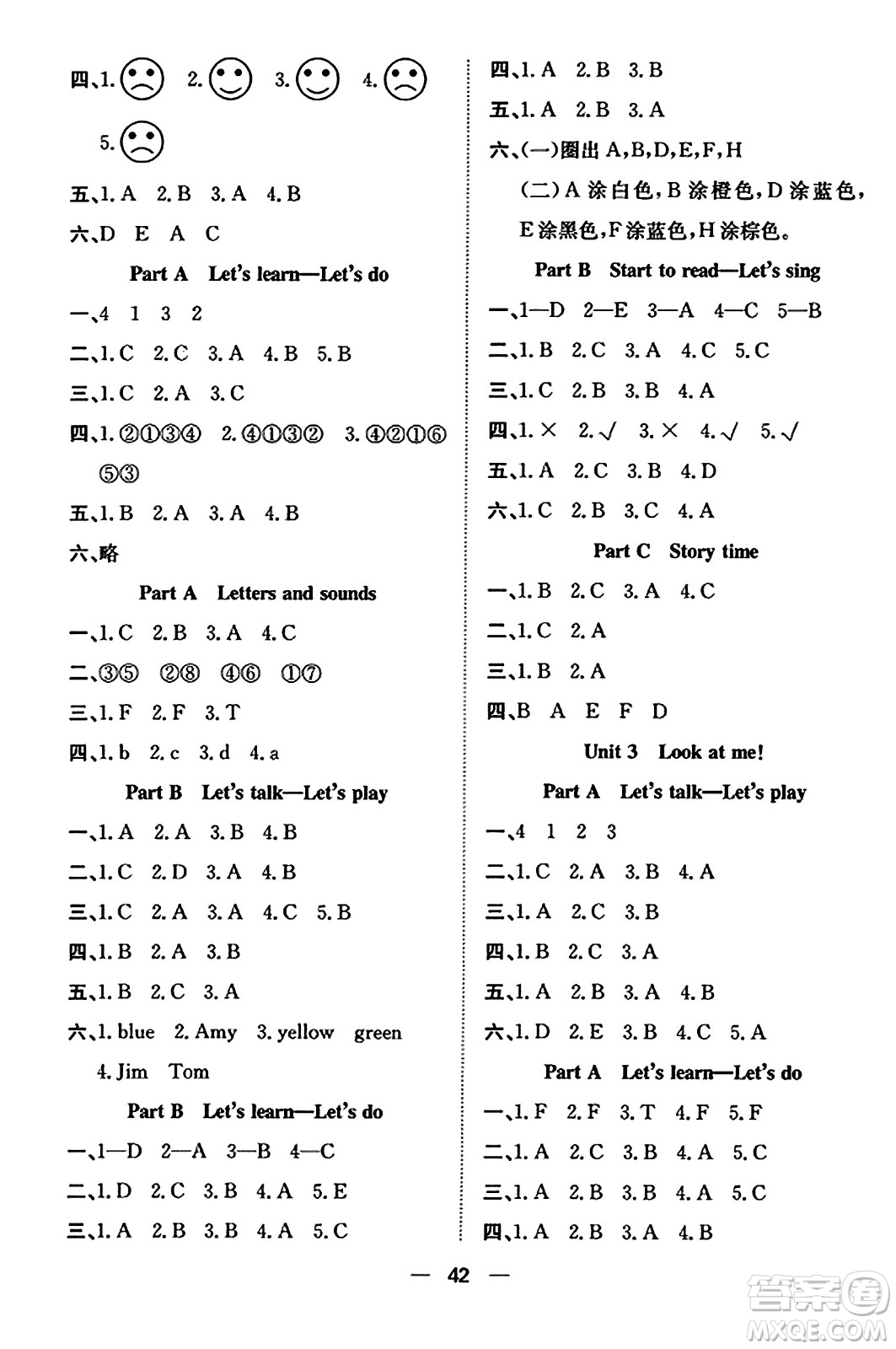 合肥工業(yè)大學(xué)出版社2023年秋快樂學(xué)習(xí)小學(xué)英語隨堂練三年級(jí)英語上冊(cè)人教PEP版答案