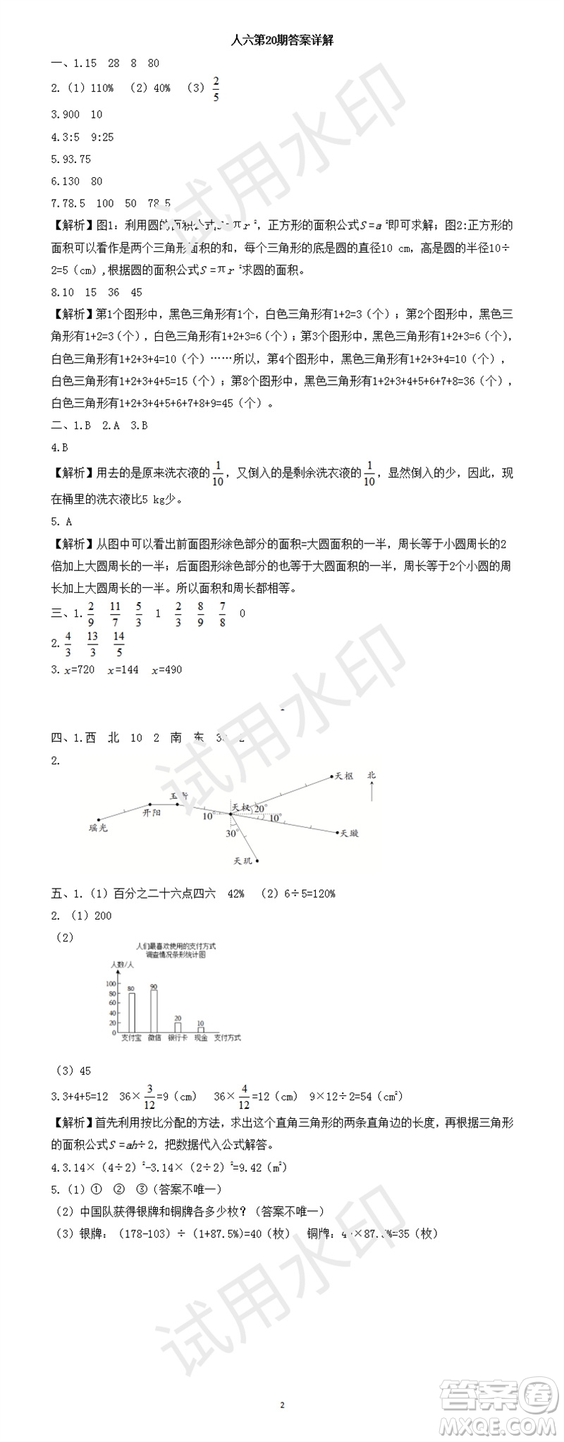 2023年秋學(xué)習(xí)方法報(bào)小學(xué)數(shù)學(xué)六年級上冊第17-20期人教版參考答案