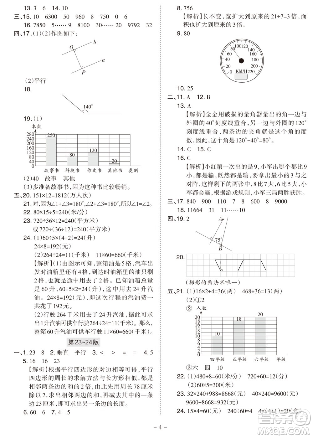 2023年秋學(xué)習(xí)方法報(bào)小學(xué)數(shù)學(xué)四年級(jí)上冊(cè)人教版期末專(zhuān)號(hào)參考答案