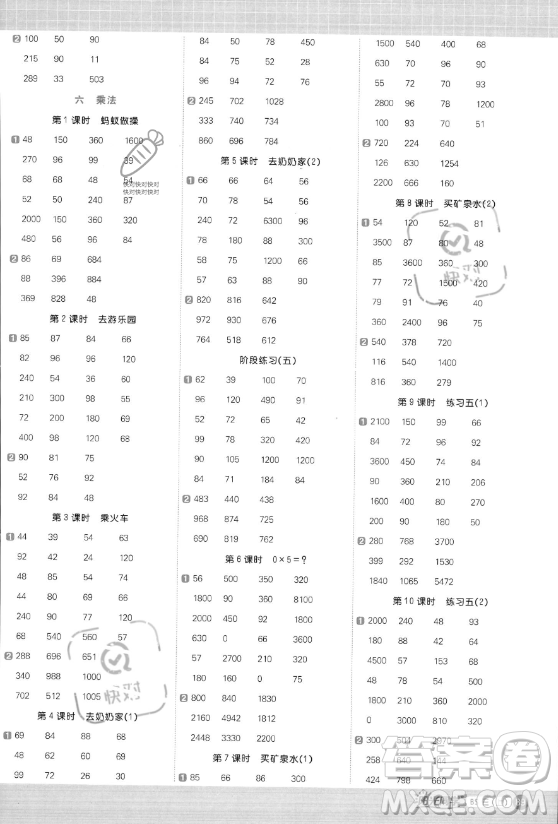 江西教育出版社2023年秋季陽光同學(xué)計算小達人三年級數(shù)學(xué)上冊北師大版答案?