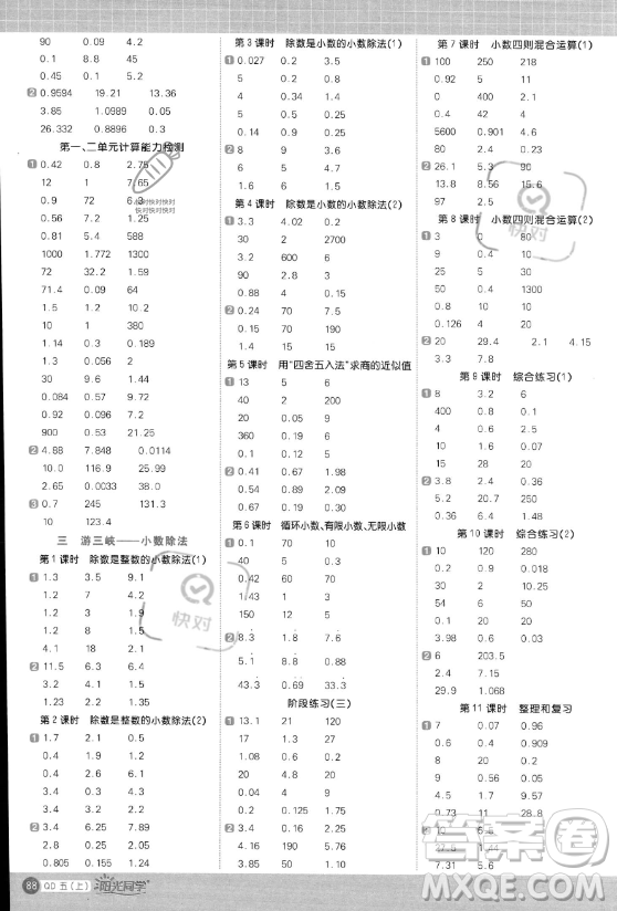 江西教育出版社2023年秋陽光同學(xué)計(jì)算小達(dá)人五年級數(shù)學(xué)上冊青島版答案