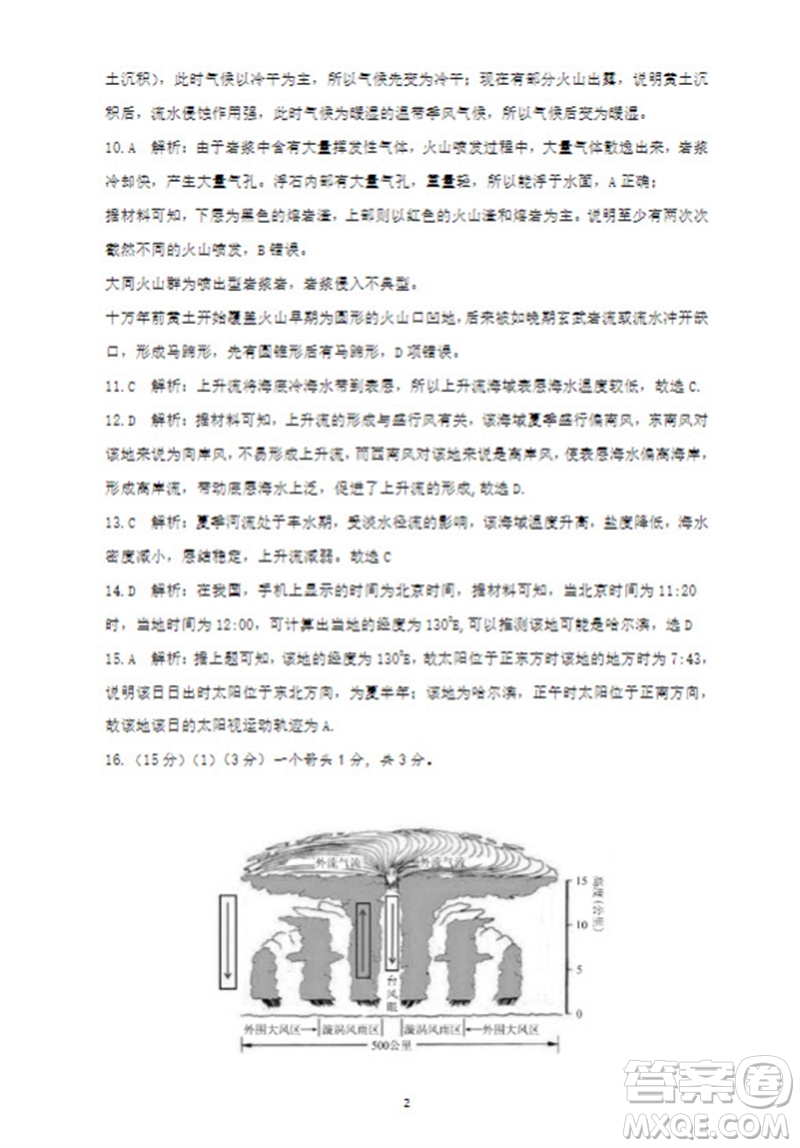 2024屆山東省高三年級適應性聯(lián)考一地理試題答案