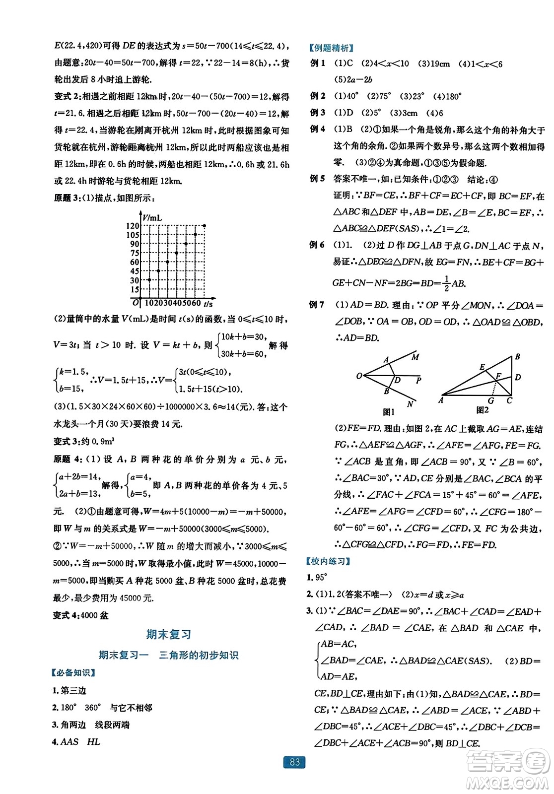 浙江教育出版社2023年秋精準(zhǔn)學(xué)與練八年級數(shù)學(xué)上冊浙教版答案