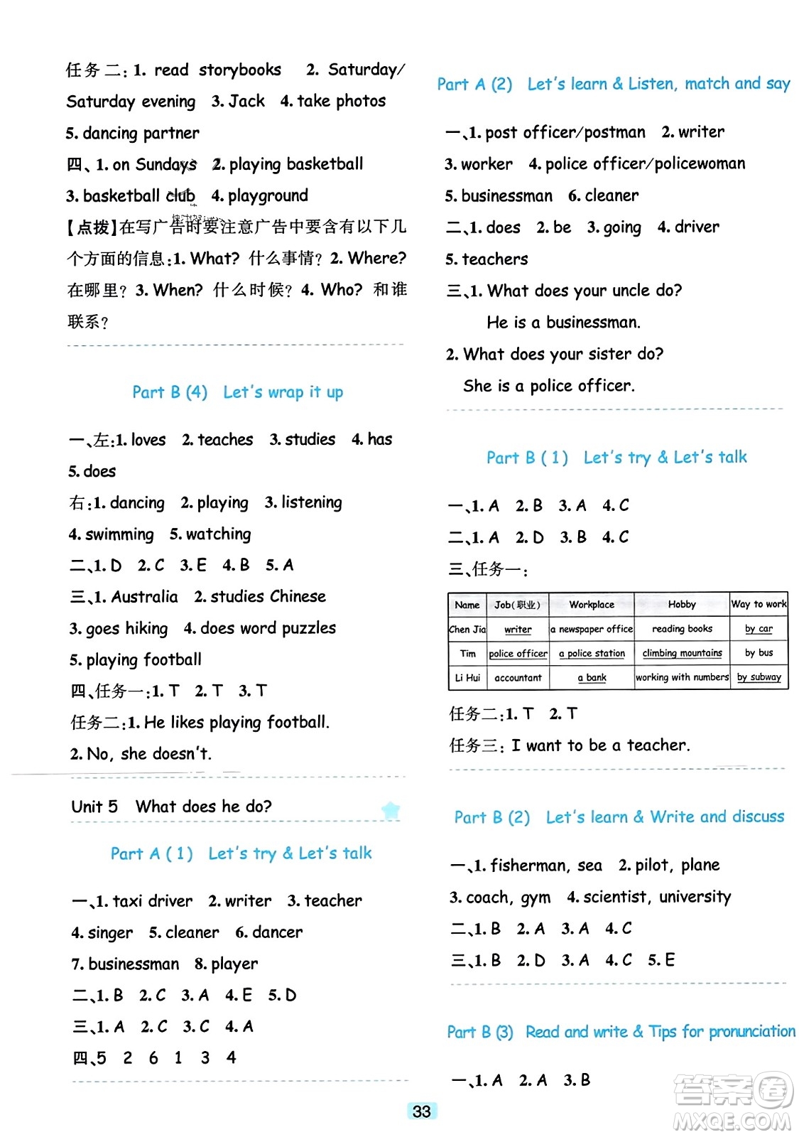 浙江教育出版社2023年秋精準(zhǔn)學(xué)與練六年級英語上冊人教版答案