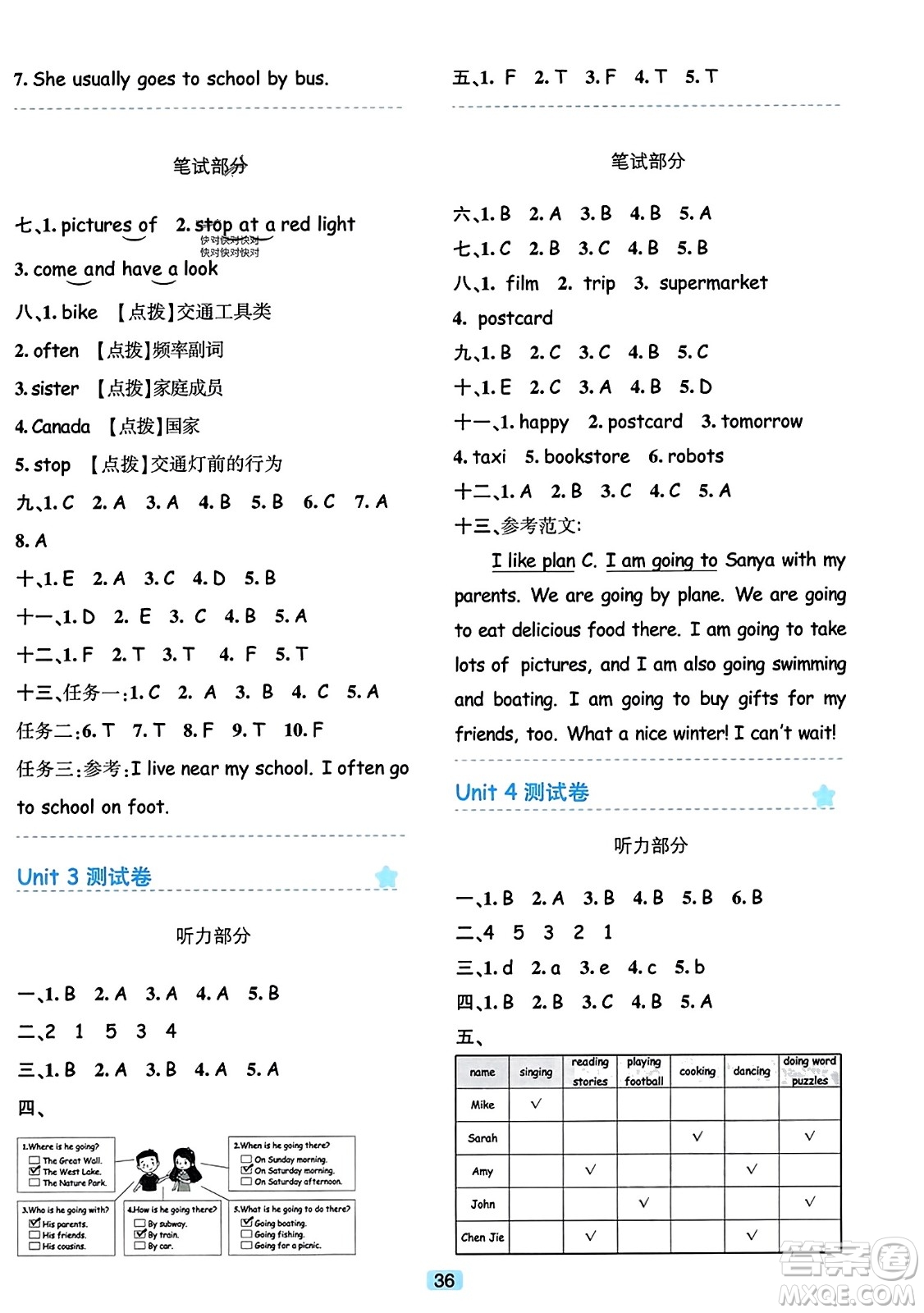 浙江教育出版社2023年秋精準(zhǔn)學(xué)與練六年級英語上冊人教版答案