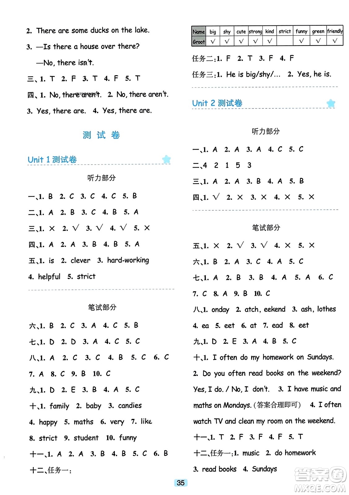 浙江教育出版社2023年秋精準(zhǔn)學(xué)與練五年級英語上冊人教版答案