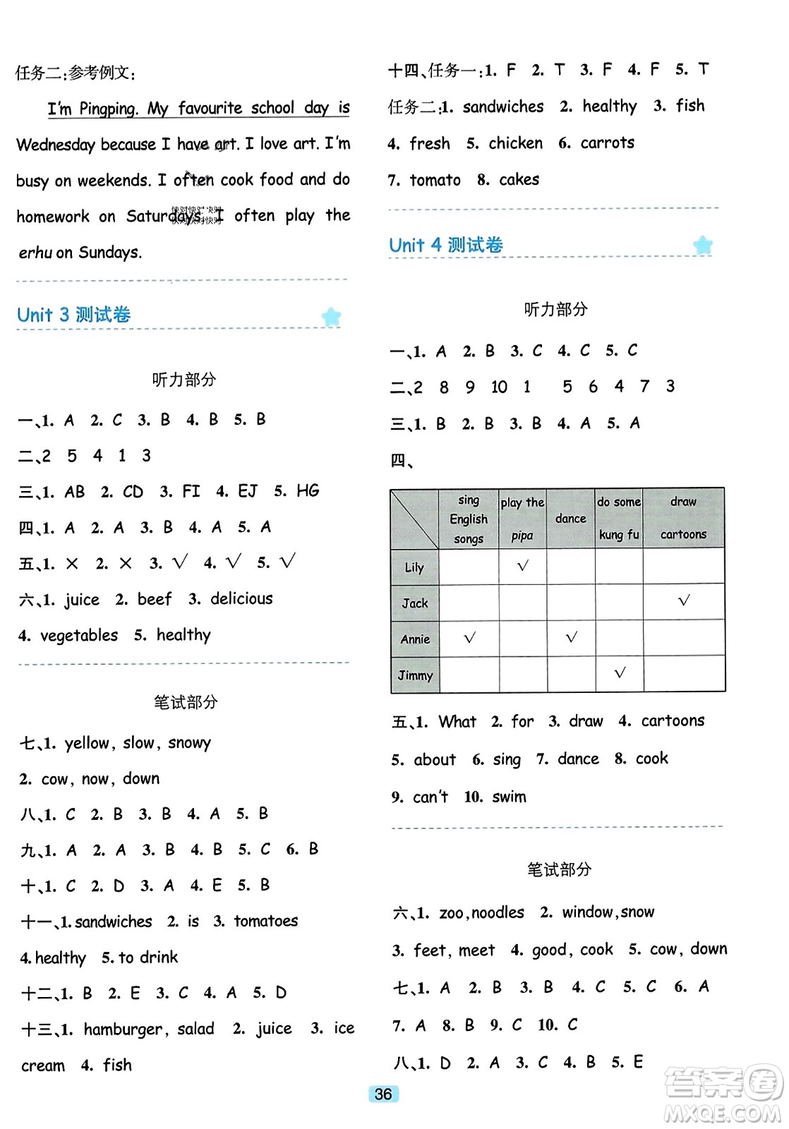 浙江教育出版社2023年秋精準(zhǔn)學(xué)與練五年級英語上冊人教版答案