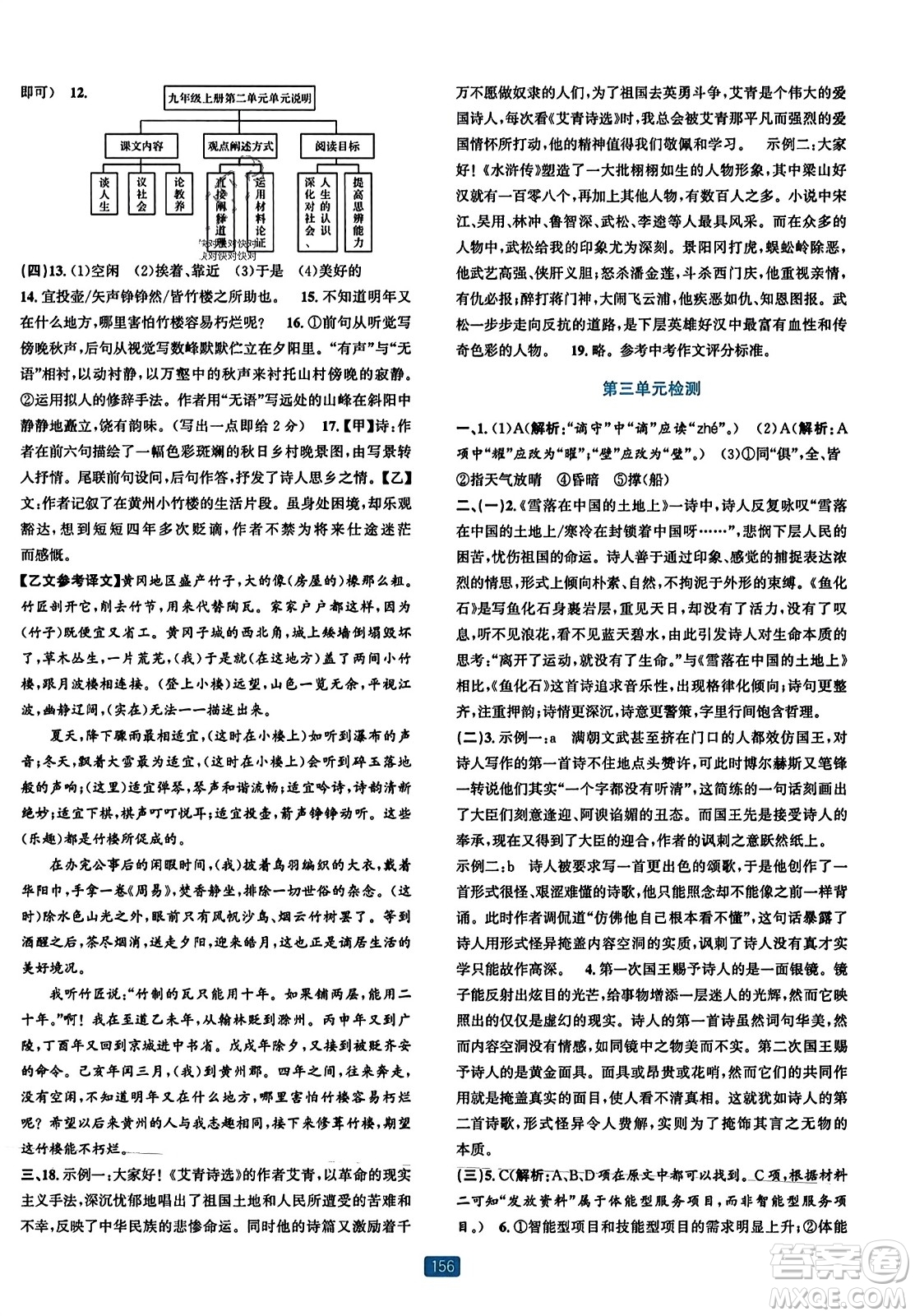 浙江教育出版社2023年秋精準(zhǔn)學(xué)與練九年級(jí)語文全一冊(cè)通用版答案