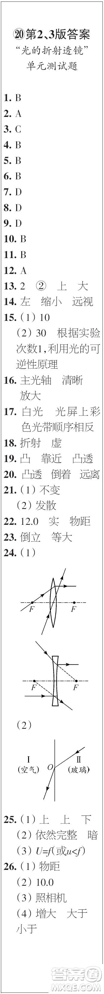 時代學習報初中版2023年秋八年級物理上冊17-20期參考答案