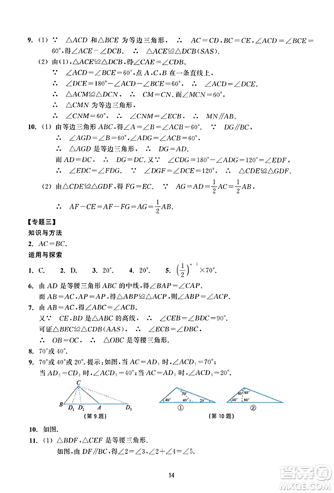 浙江教育出版社2023年秋學能評價八年級數(shù)學上冊通用版答案