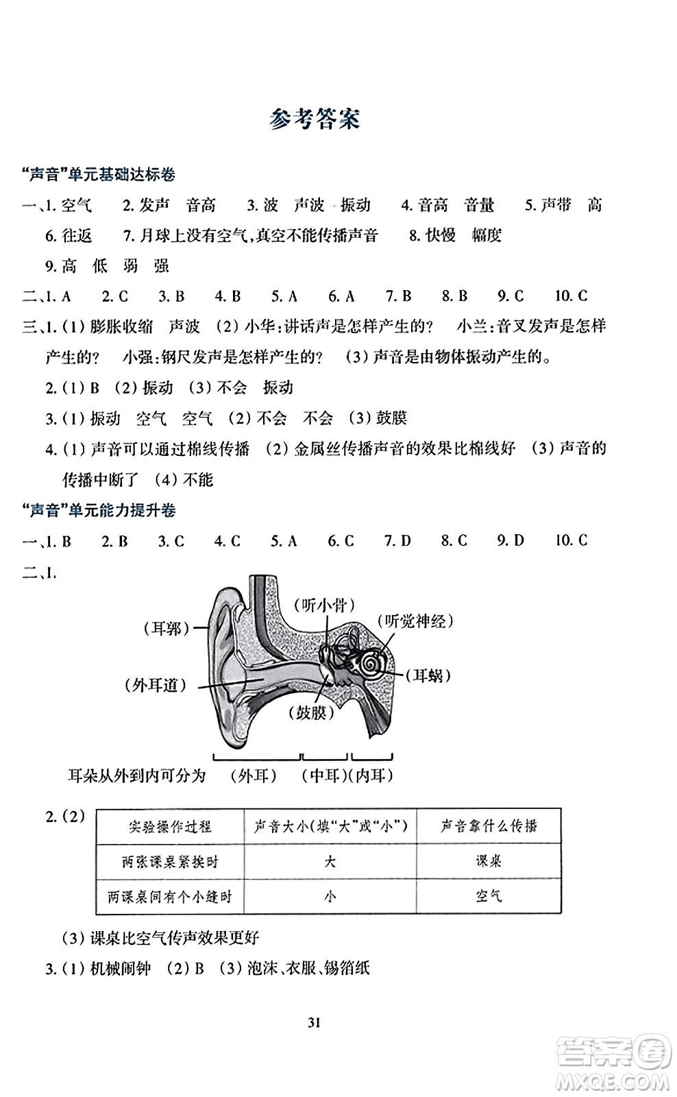 浙江教育出版社2023年秋學(xué)能評(píng)價(jià)四年級(jí)科學(xué)上冊(cè)教科版答案