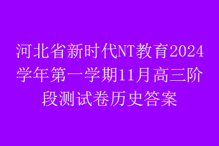 河北省新時代NT教育2024學年第一學期11月高三階段測試卷歷史答案