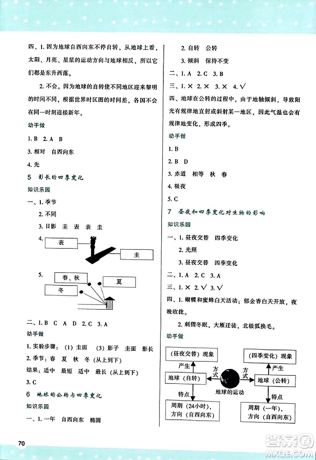 陜西人民教育出版社2023年秋學(xué)習(xí)與評價六年級科學(xué)上冊教科版答案