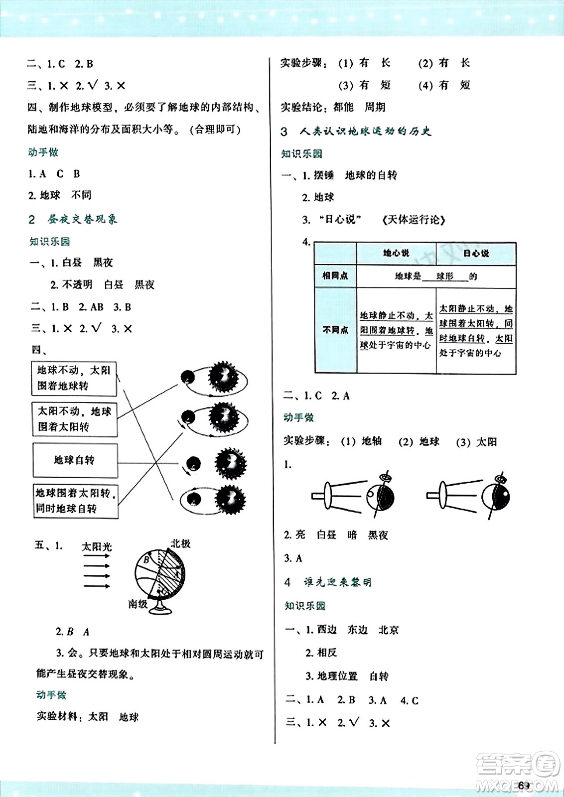 陜西人民教育出版社2023年秋學(xué)習(xí)與評價六年級科學(xué)上冊教科版答案