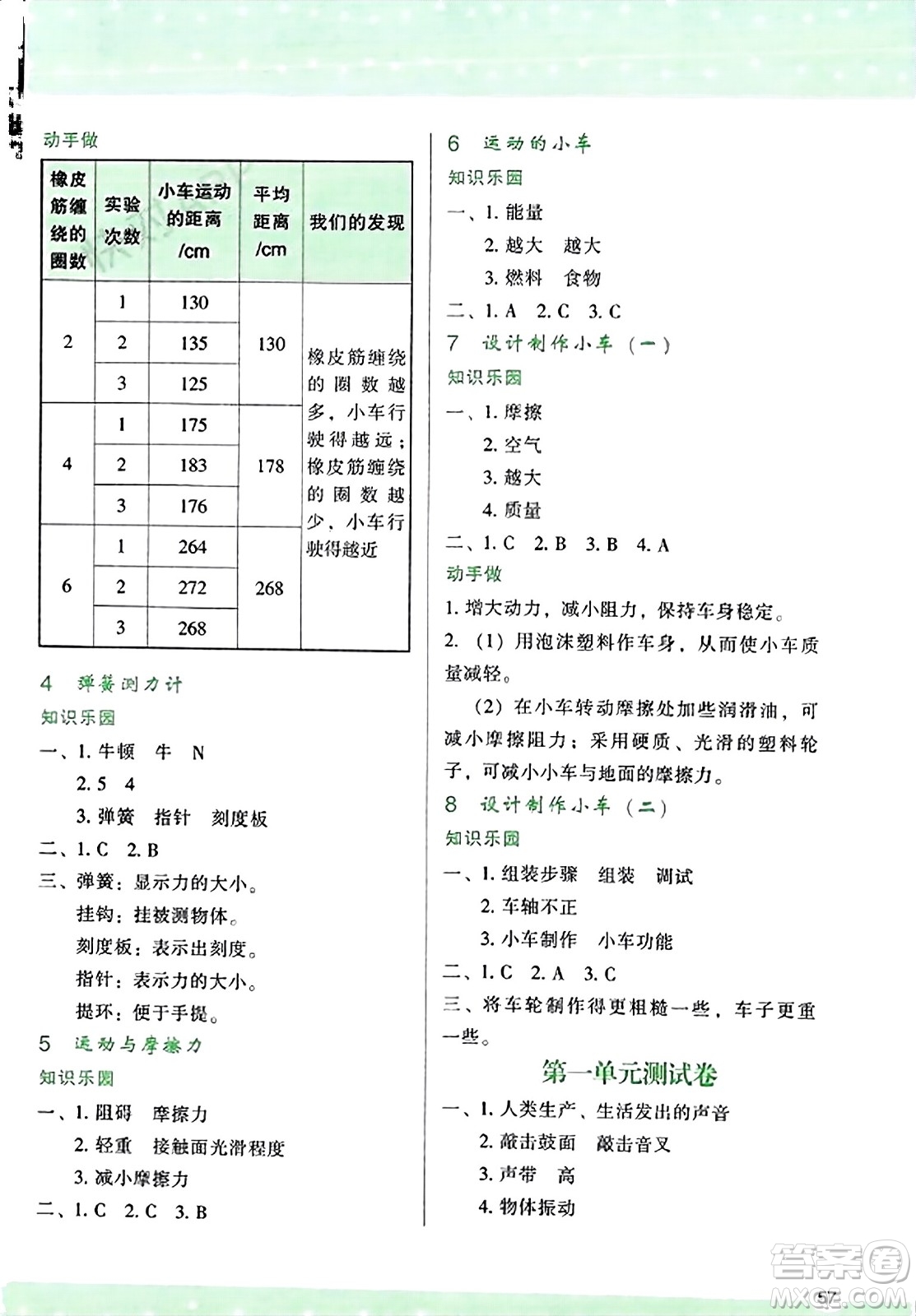 陜西人民教育出版社2023年秋學(xué)習(xí)與評(píng)價(jià)四年級(jí)科學(xué)上冊(cè)教科版答案