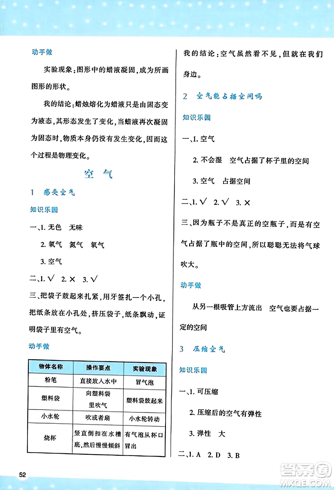 陜西人民教育出版社2023年秋學(xué)習(xí)與評(píng)價(jià)三年級(jí)科學(xué)上冊教科版答案