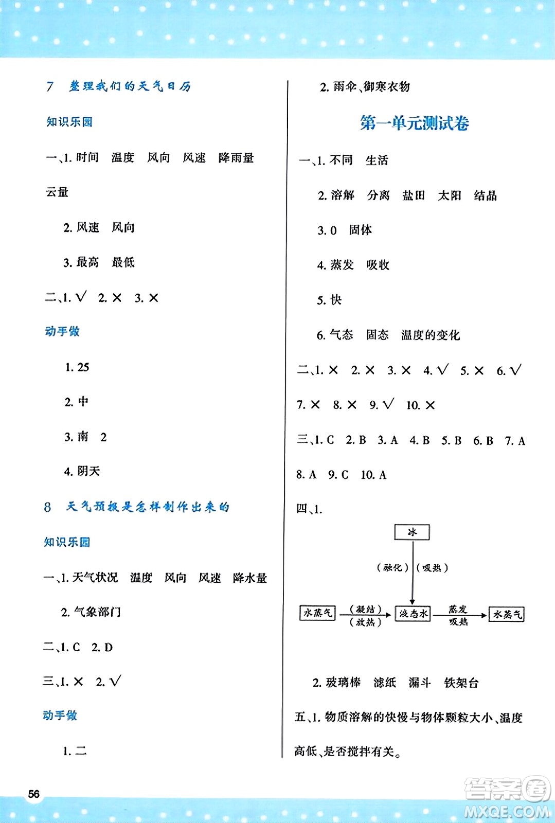 陜西人民教育出版社2023年秋學(xué)習(xí)與評(píng)價(jià)三年級(jí)科學(xué)上冊教科版答案