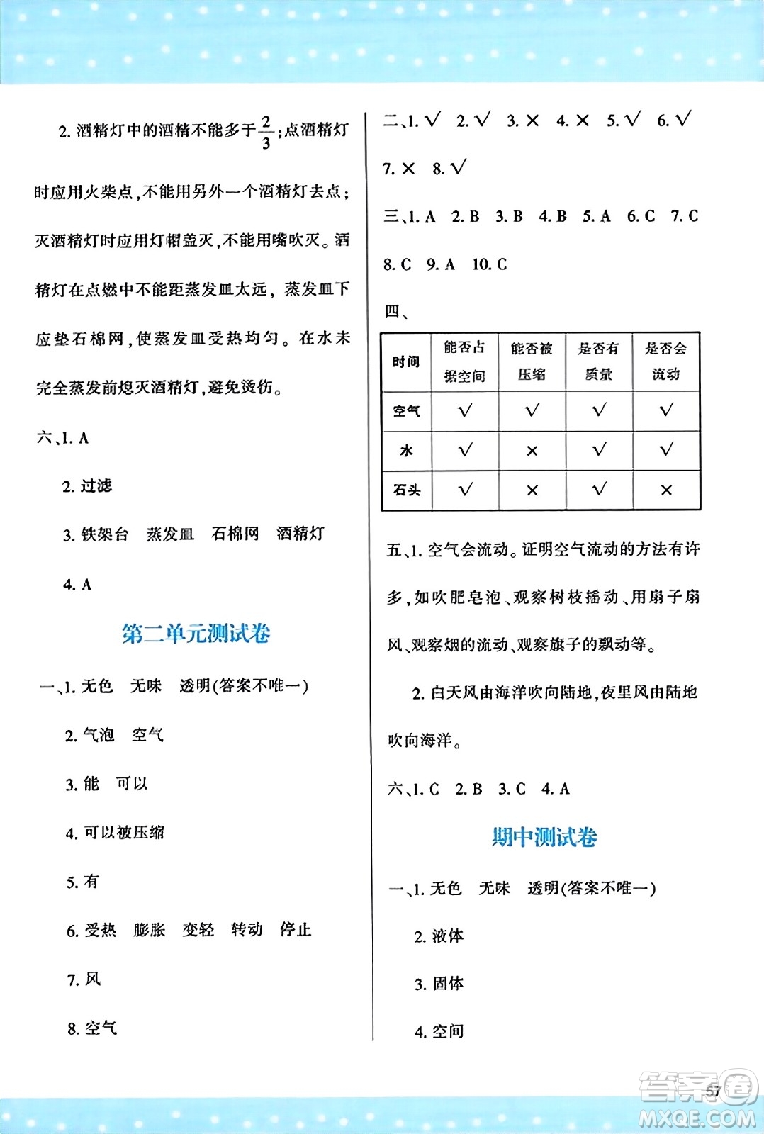 陜西人民教育出版社2023年秋學(xué)習(xí)與評(píng)價(jià)三年級(jí)科學(xué)上冊教科版答案