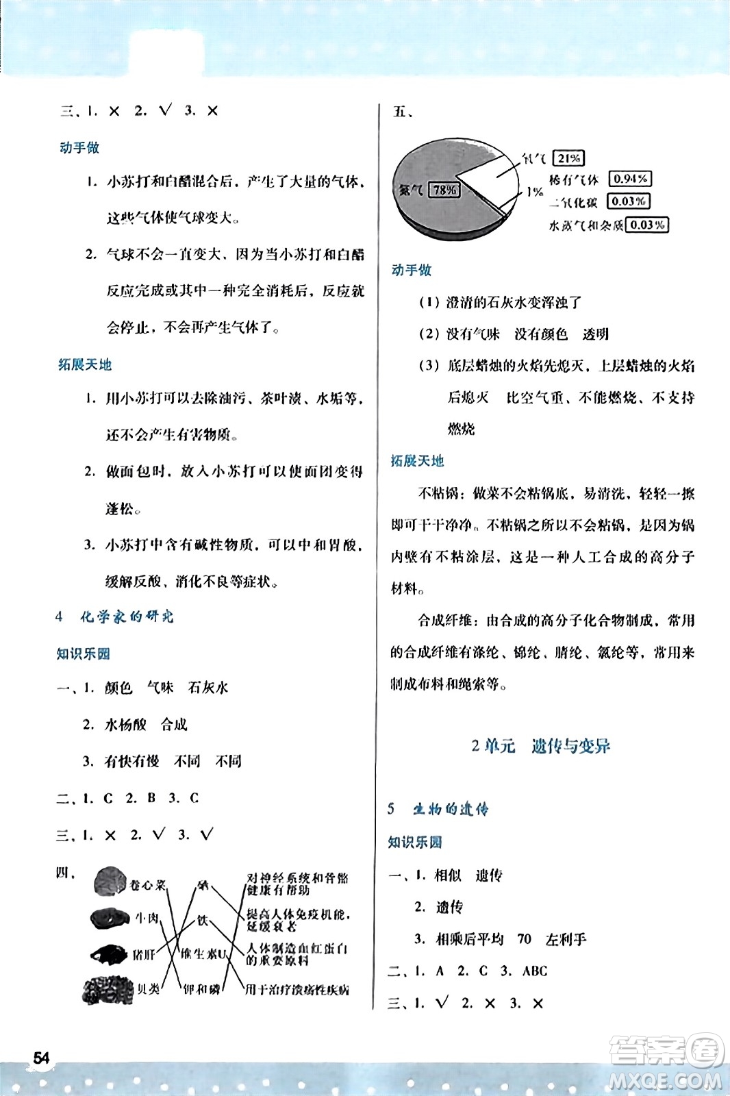 陜西人民教育出版社2023年秋學(xué)習(xí)與評價六年級科學(xué)上冊蘇教版答案