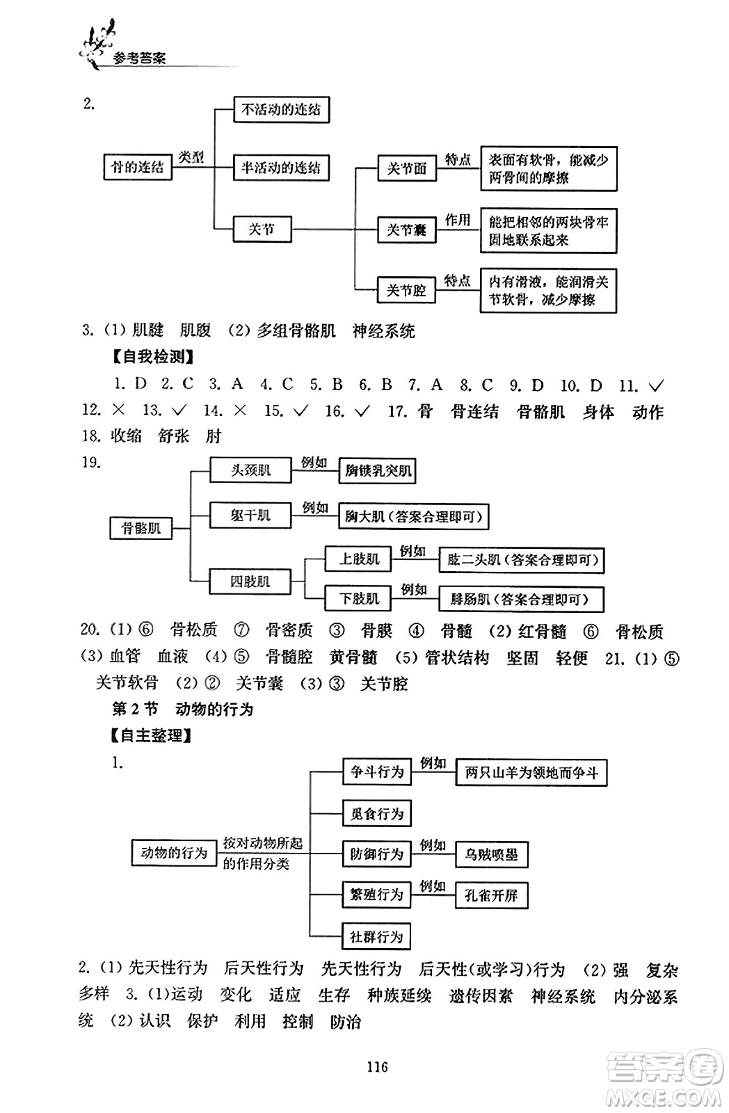 江蘇鳳凰教育出版社2023年秋學(xué)習(xí)與評(píng)價(jià)八年級(jí)生物上冊(cè)蘇科版答案