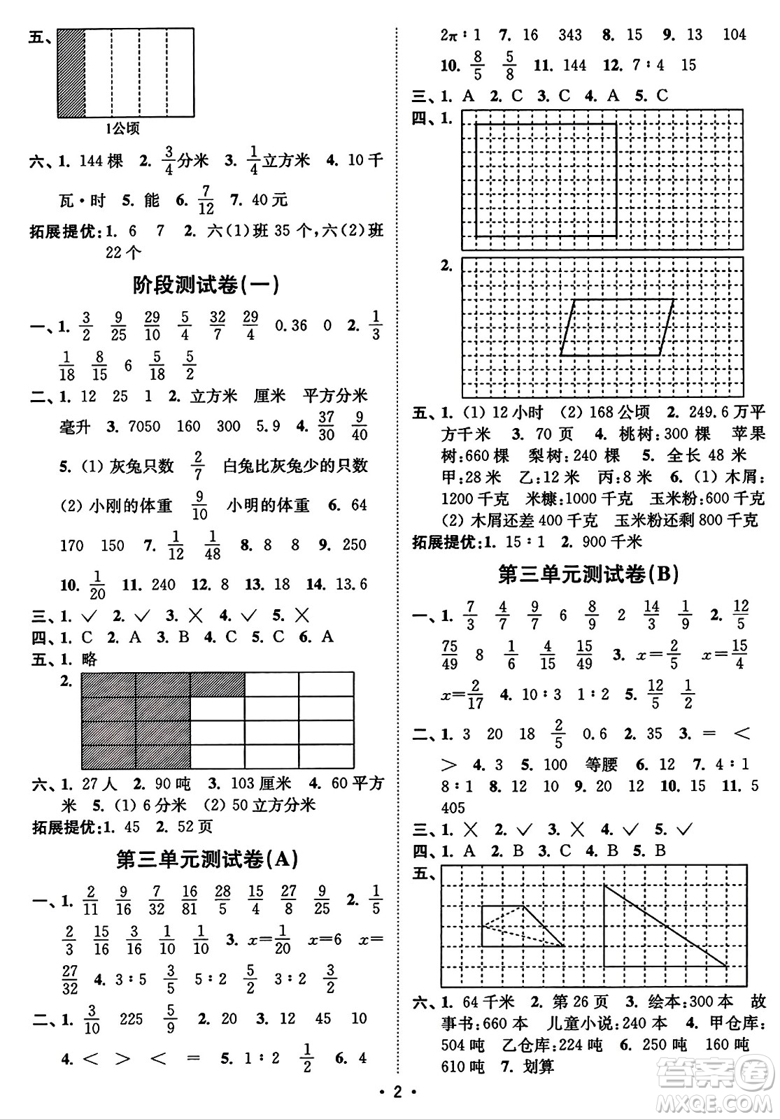 東南大學(xué)出版社2023年秋江蘇密卷六年級數(shù)學(xué)上冊江蘇版答案