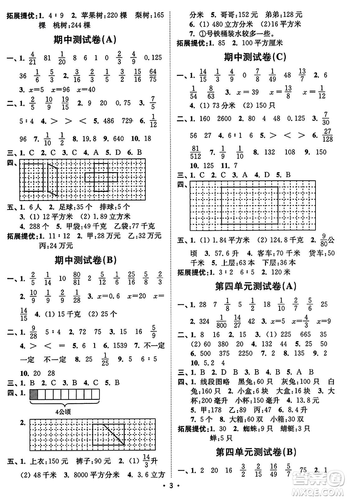 東南大學(xué)出版社2023年秋江蘇密卷六年級數(shù)學(xué)上冊江蘇版答案