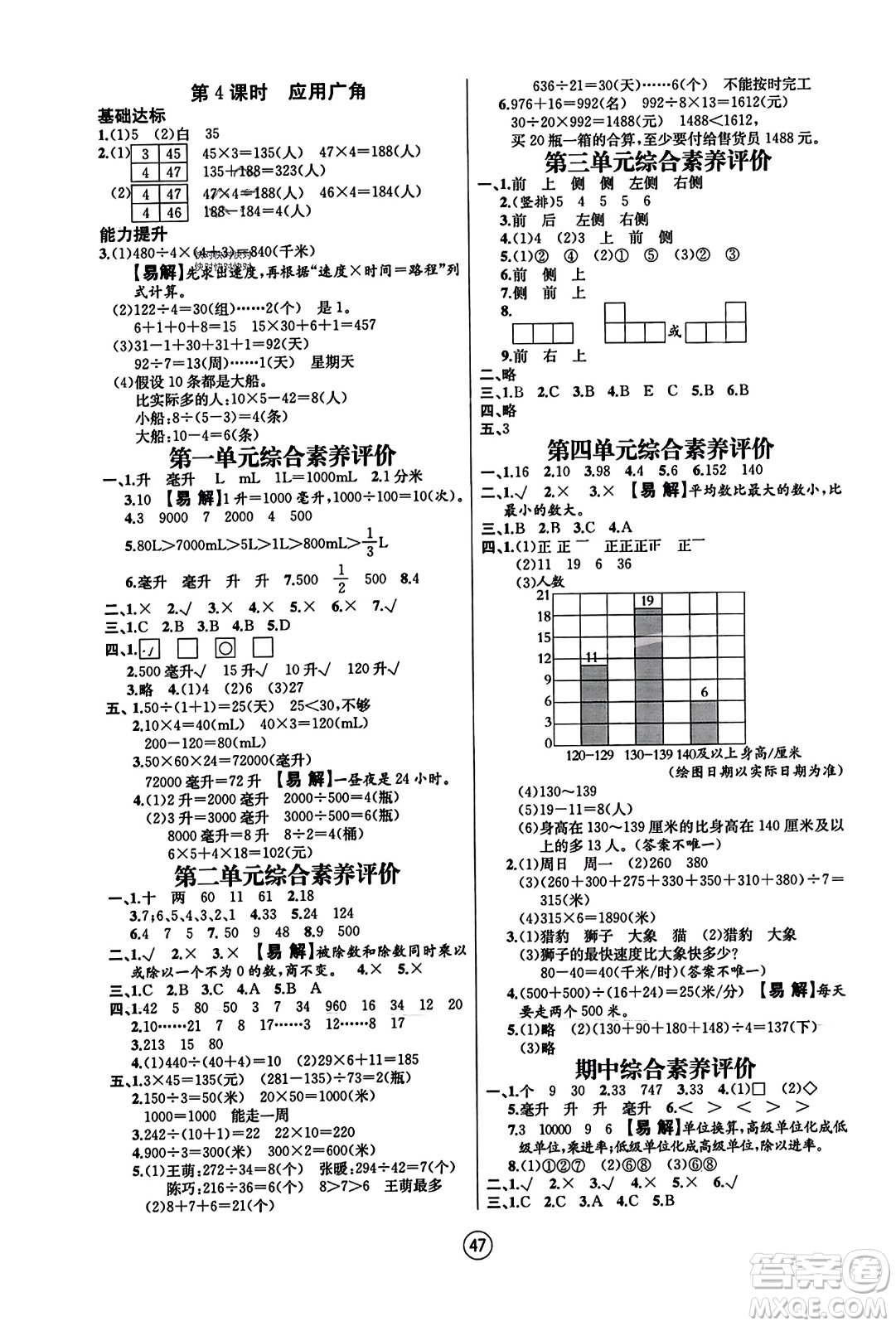 北方婦女兒童出版社2023年秋培優(yōu)課堂隨堂練習(xí)冊(cè)四年級(jí)數(shù)學(xué)上冊(cè)蘇教版答案