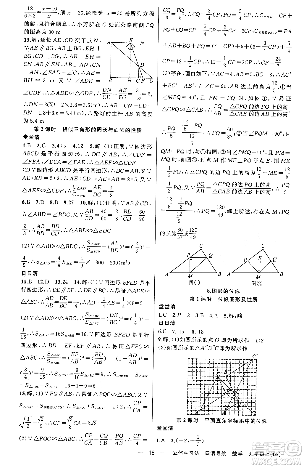 新疆青少年出版社2023年秋四清導(dǎo)航九年級(jí)數(shù)學(xué)上冊(cè)北師大版遼寧專班答案