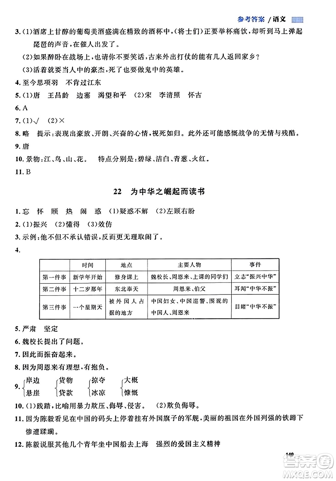 天津人民出版社2023年秋上海作業(yè)四年級(jí)語(yǔ)文上冊(cè)上海專版答案