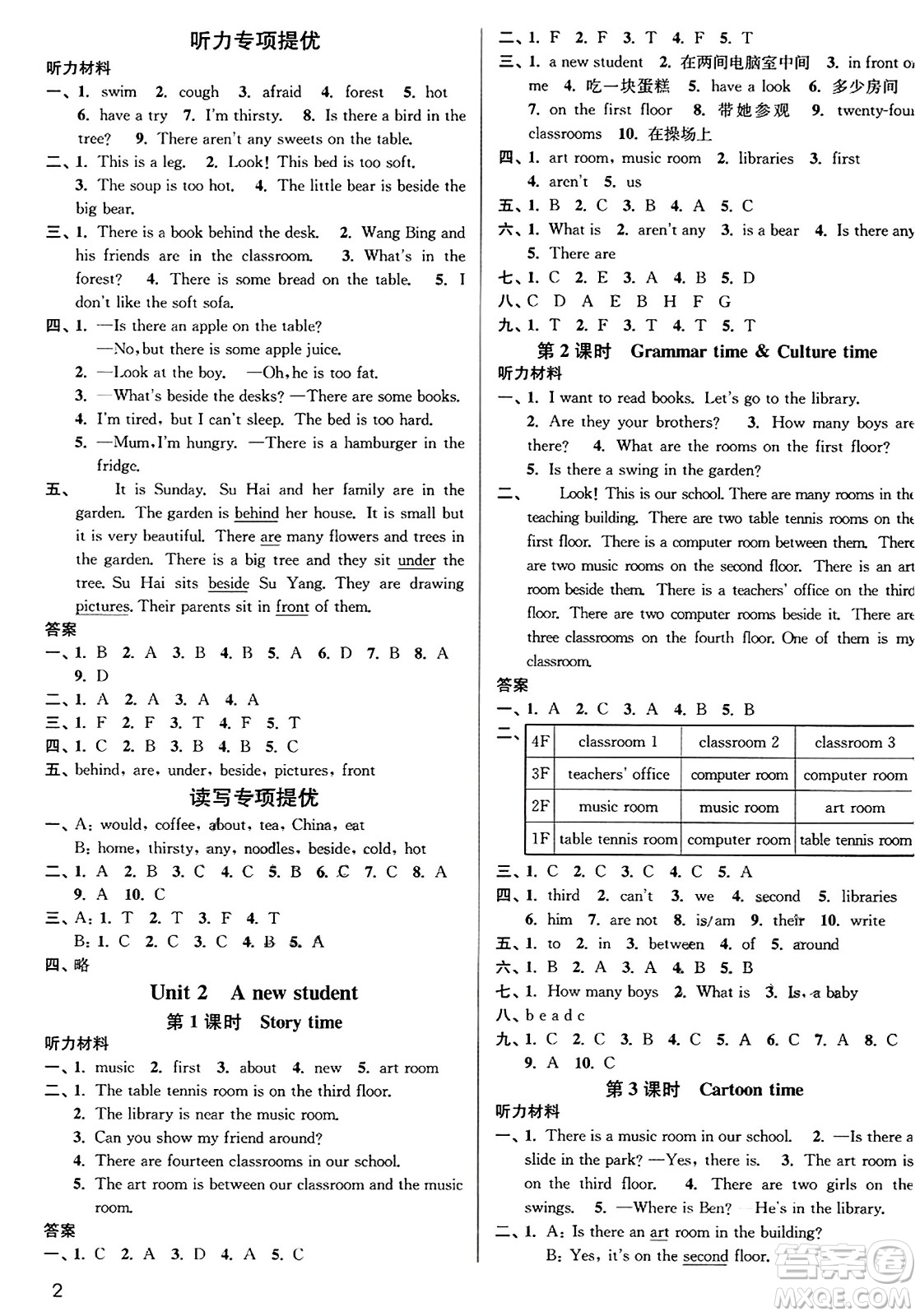 東南大學(xué)出版社2023年秋金3練五年級(jí)英語(yǔ)上冊(cè)江蘇版答案