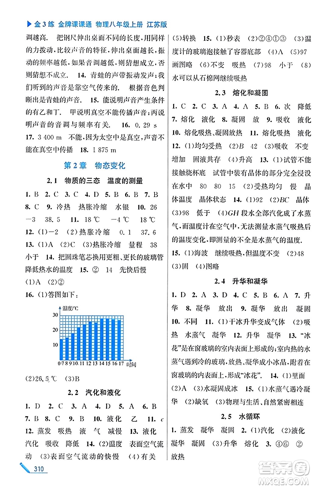 東南大學(xué)出版社2023年秋金3練金牌課課通八年級物理上冊江蘇版答案