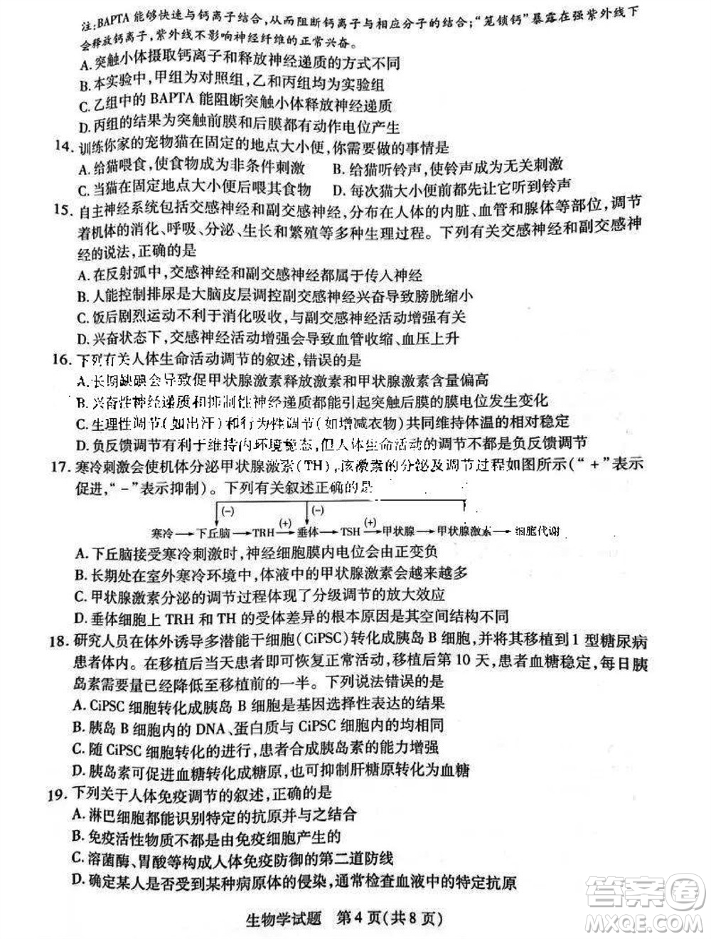 河南省天一大聯(lián)考2023-2024學(xué)年高三上學(xué)期11月階段性測試三生物試題答案