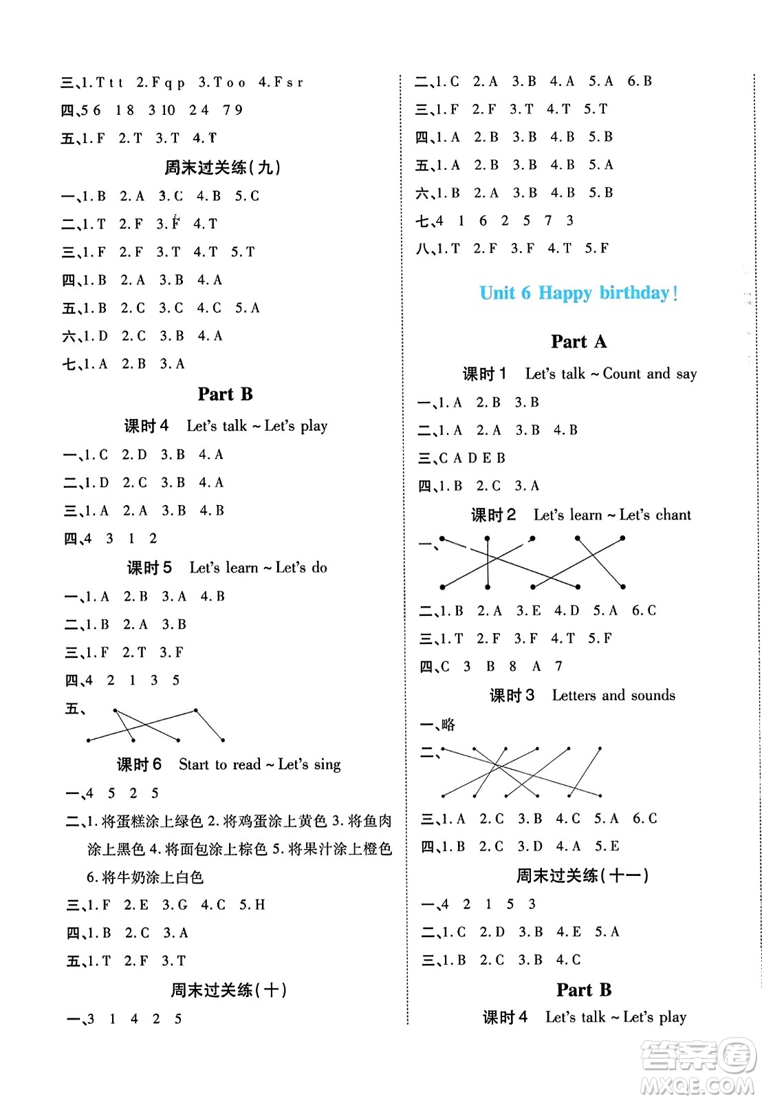 陽光出版社2023年秋自主課堂三年級(jí)英語上冊(cè)人教PEP版答案