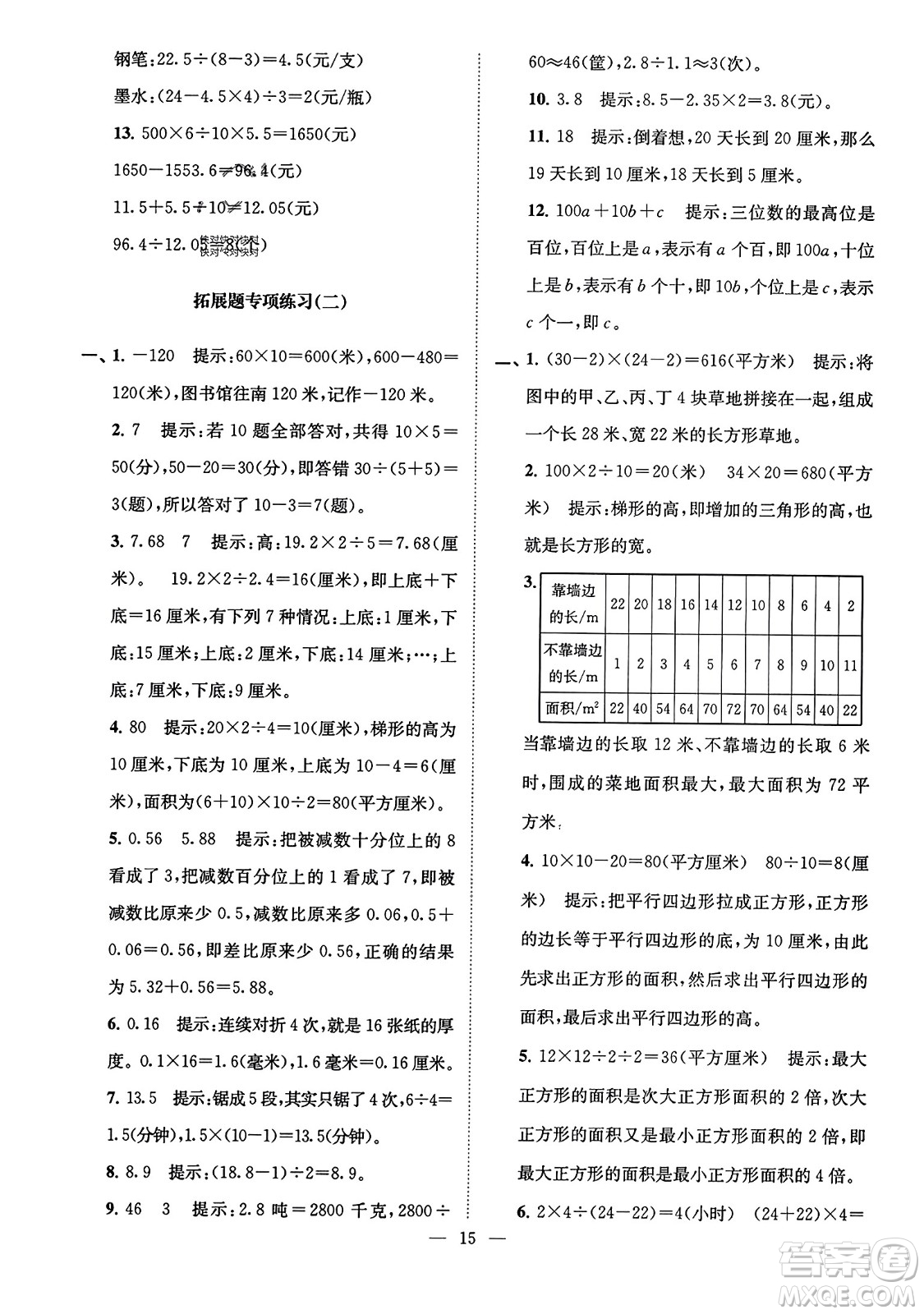 江蘇鳳凰美術(shù)出版社2023年秋超能學(xué)典各地期末試卷精選五年級數(shù)學(xué)上冊江蘇版答案