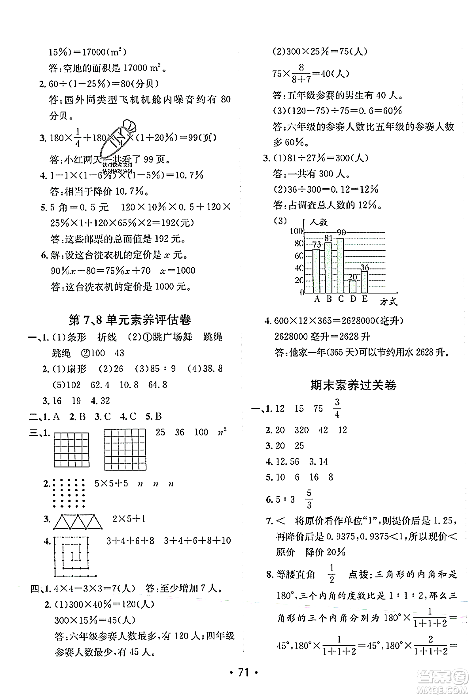 新疆青少年出版社2023年秋同行課課100分過關(guān)作業(yè)六年級數(shù)學(xué)上冊人教版答案