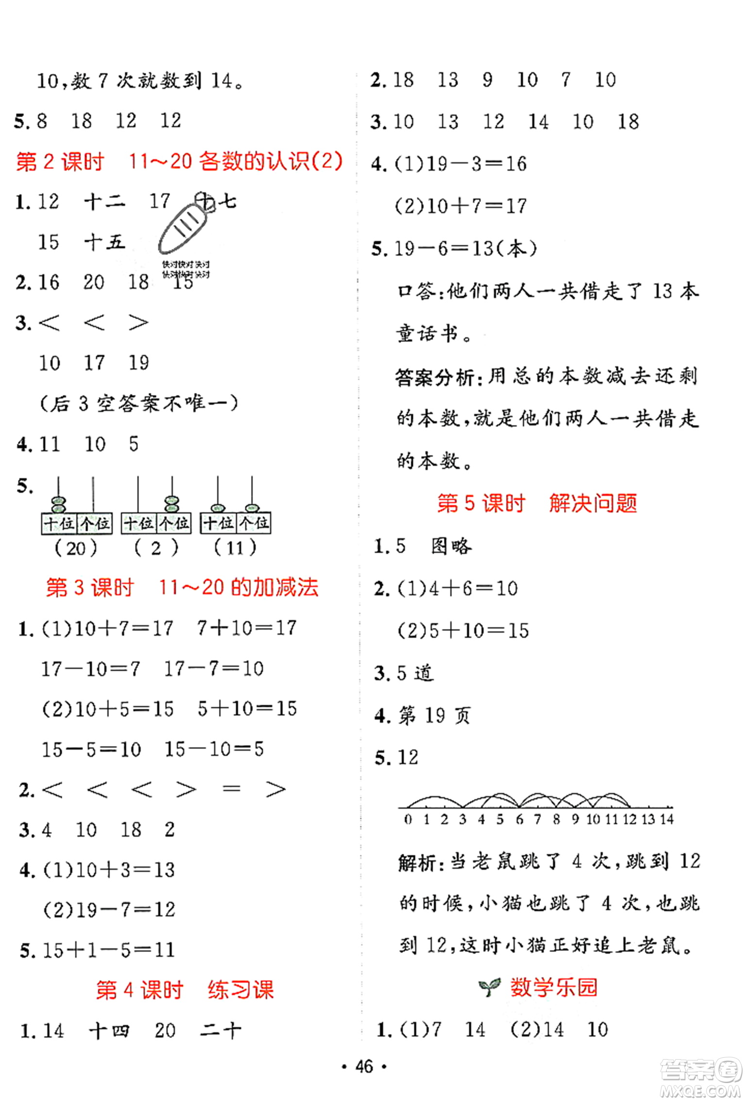 新疆青少年出版社2023年秋同行課課100分過關(guān)作業(yè)一年級數(shù)學(xué)上冊人教版答案