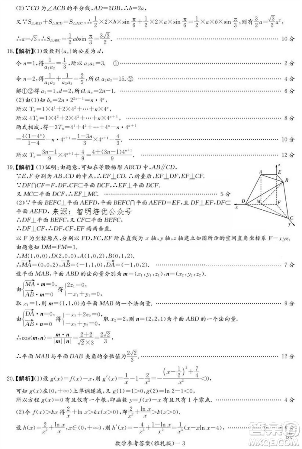 炎德英才大聯(lián)考雅禮中學(xué)2024屆高三11月月考試卷三數(shù)學(xué)答案