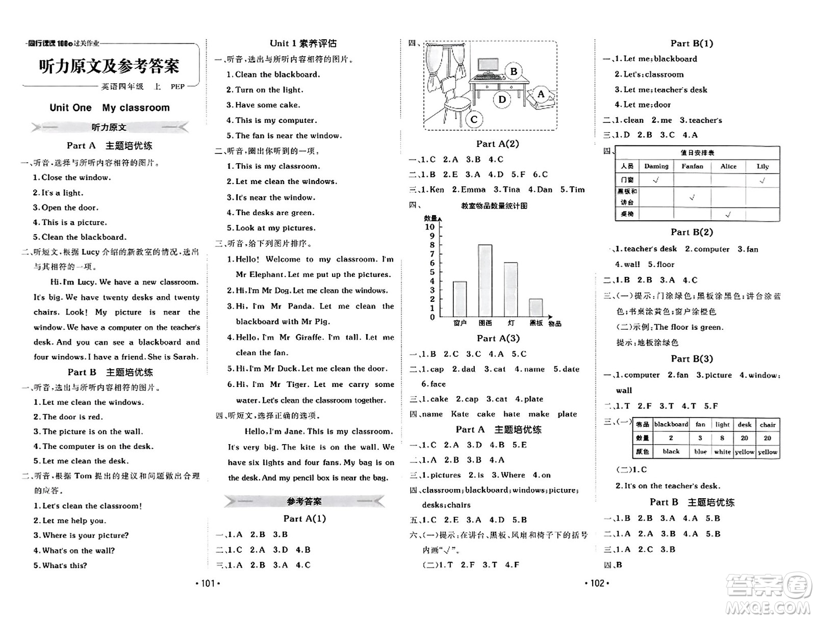 新疆青少年出版社2023年秋同行課課100分過(guò)關(guān)作業(yè)四年級(jí)英語(yǔ)上冊(cè)人教PEP版答案