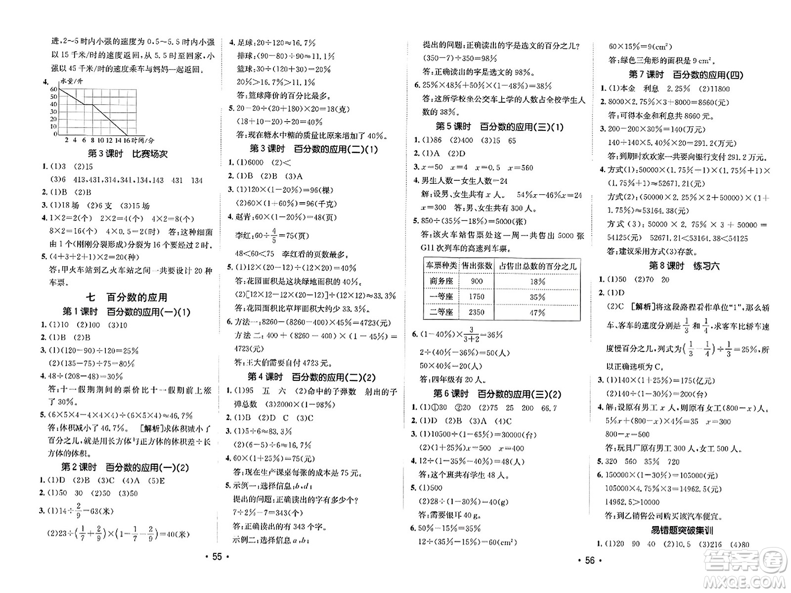 新疆青少年出版社2023年秋同行課課100分過關(guān)作業(yè)六年級(jí)數(shù)學(xué)上冊北師大版答案