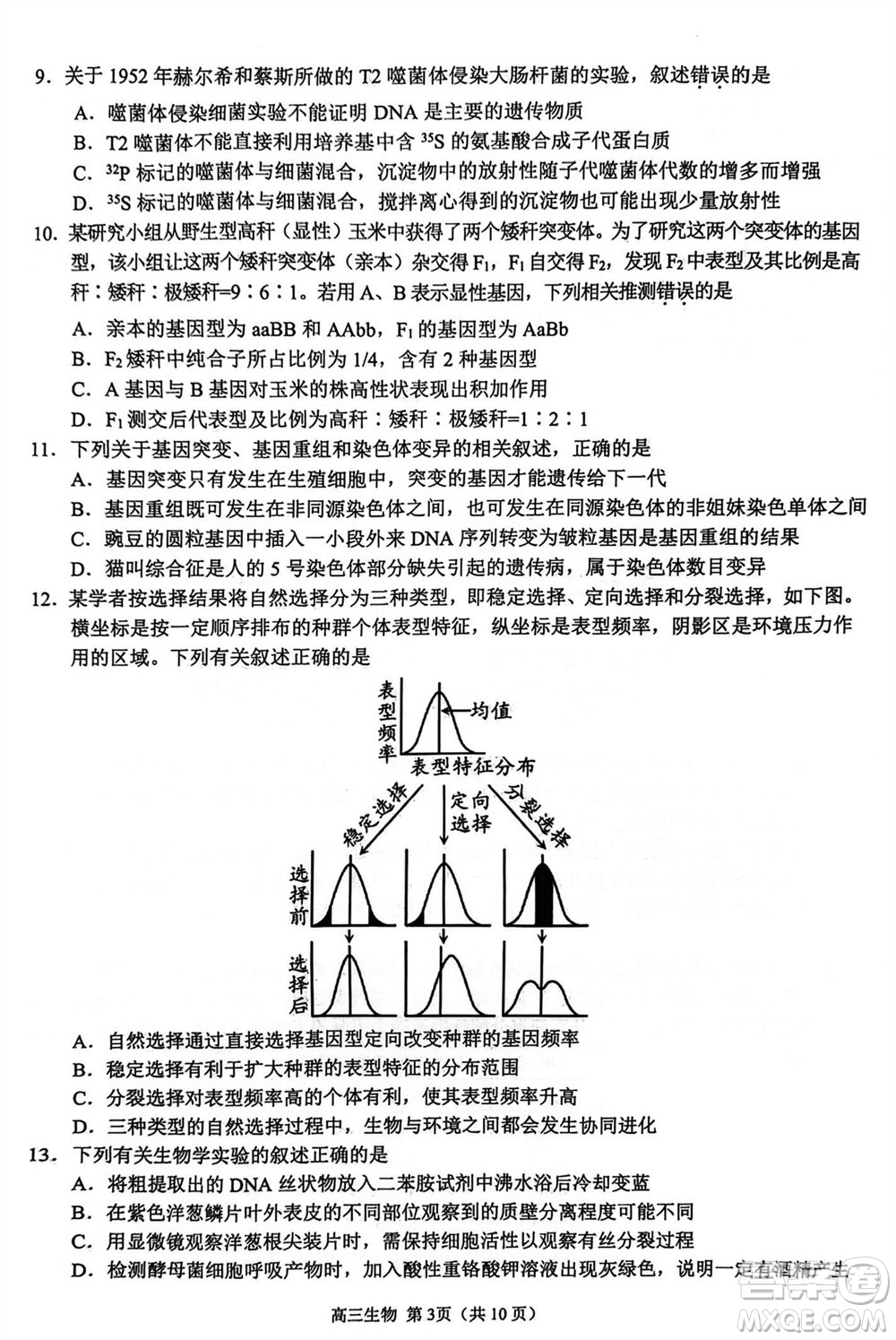 揚(yáng)州市2023-2024學(xué)年高三上學(xué)期期中檢測試題生物答案