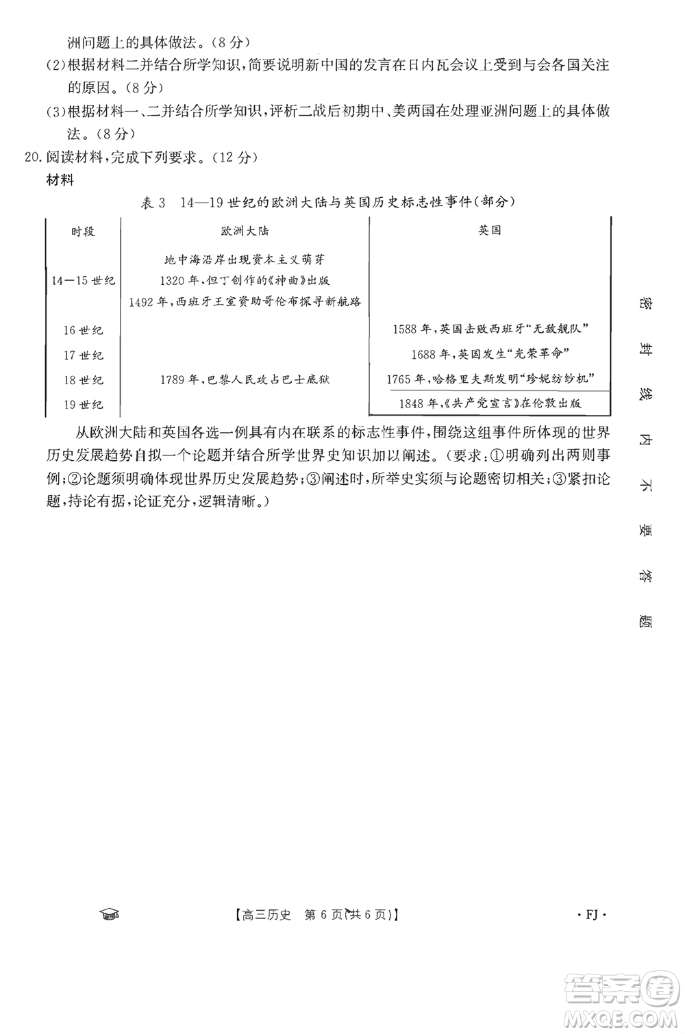 2024屆福建金太陽(yáng)高三上學(xué)期11月16號(hào)聯(lián)考?xì)v史參考答案