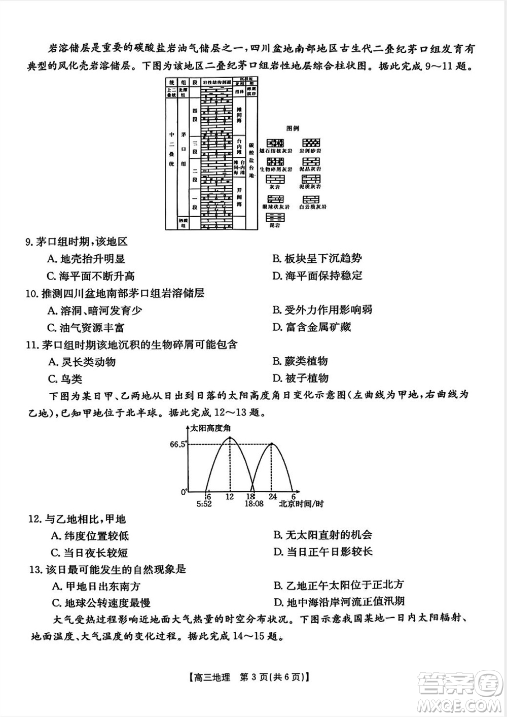 山西省2024屆高三上學(xué)期11月金太陽聯(lián)考地理試題答案