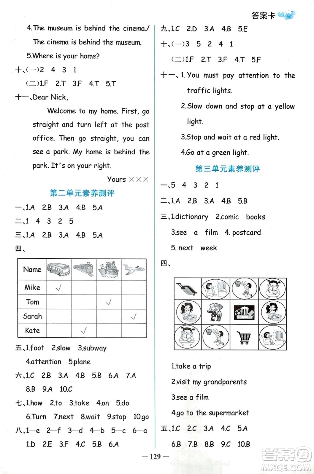 遼寧少年兒童出版社2023年秋世紀(jì)金榜金榜小博士六年級(jí)英語(yǔ)上冊(cè)通用版答案