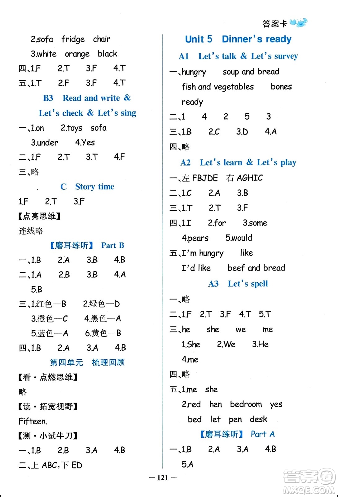 遼寧少年兒童出版社2023年秋世紀(jì)金榜金榜小博士四年級英語上冊通用版答案