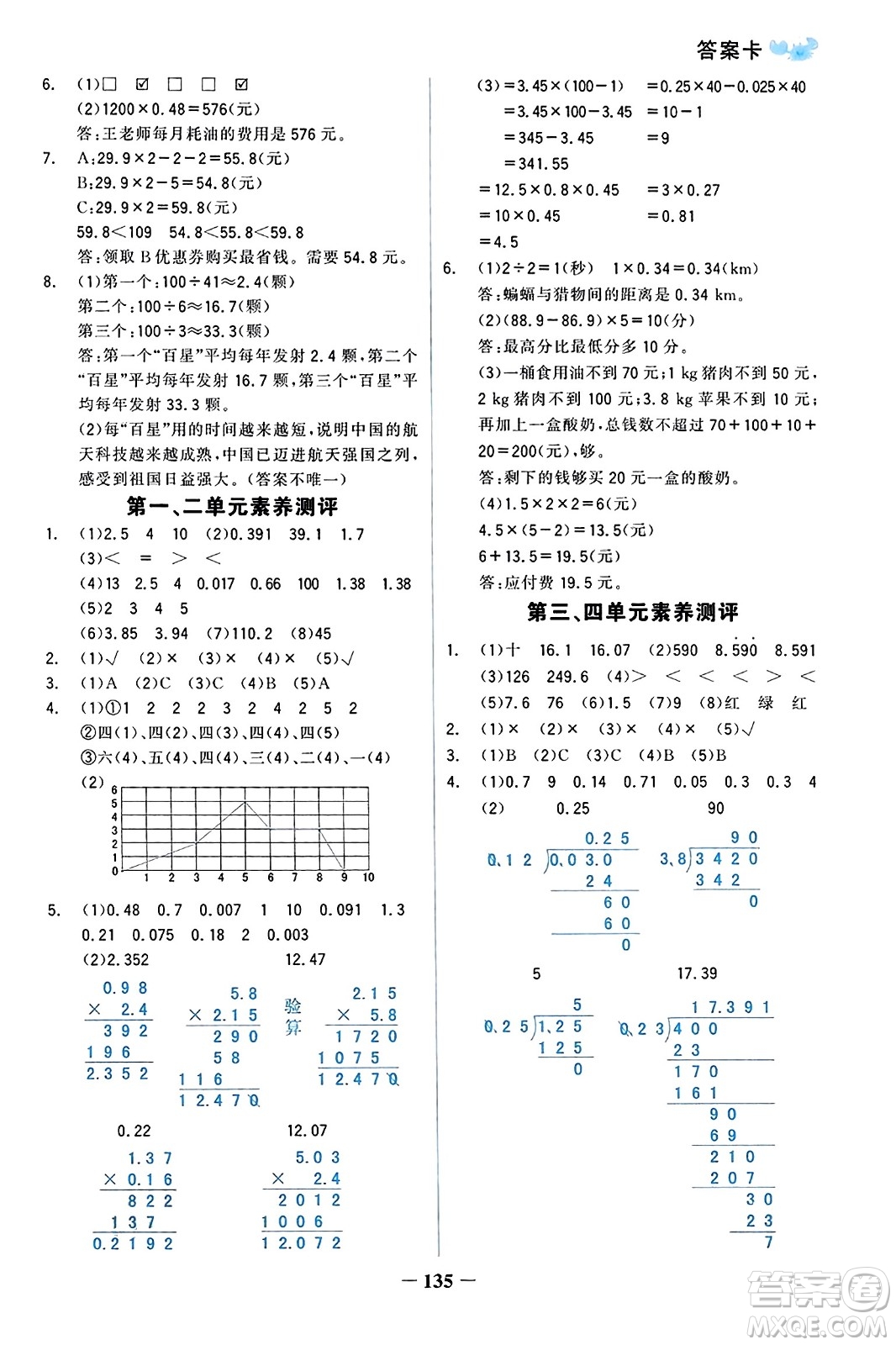 遼寧少年兒童出版社2023年秋世紀(jì)金榜金榜小博士五年級(jí)數(shù)學(xué)上冊(cè)通用版答案