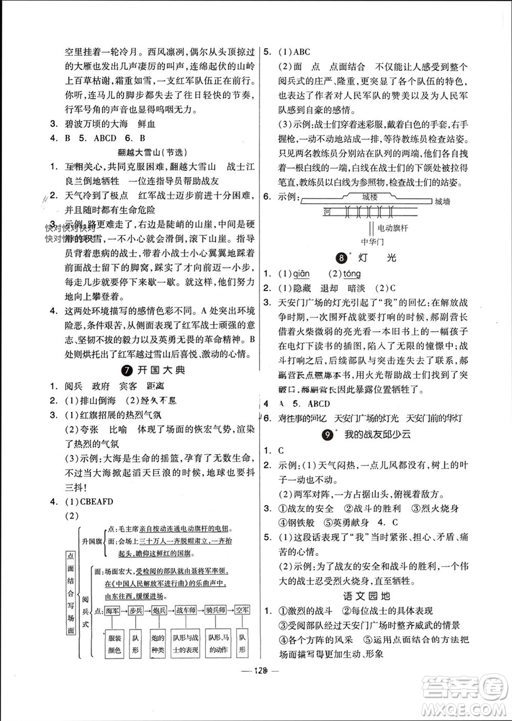 山東科學(xué)技術(shù)出版社2023年秋新思維伴你學(xué)達(dá)標(biāo)測試卷六年級語文上冊人教版參考答案